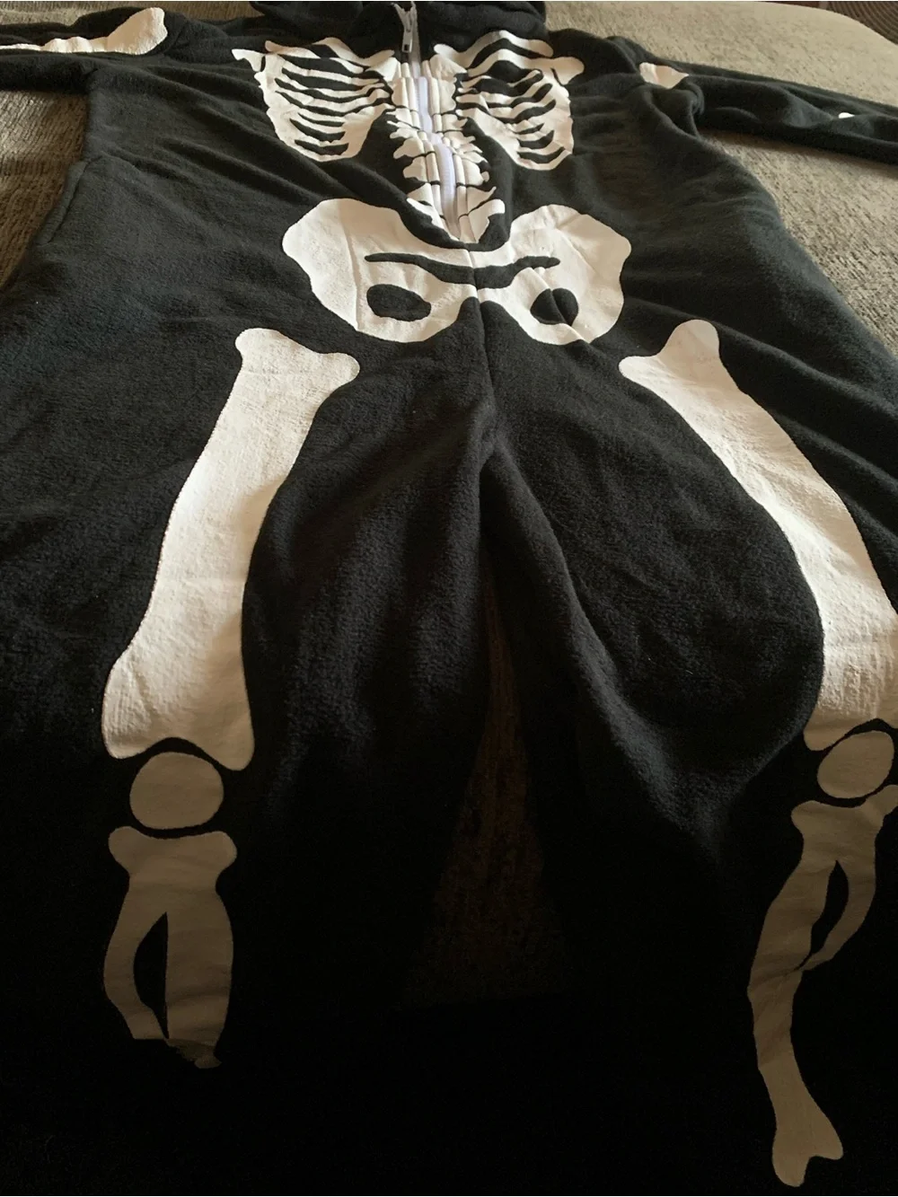 Kids Black Skeleton Onesie with White Bone Print